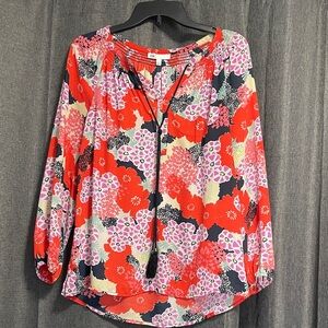 DR2 Floral Blouse - Red, Pink, Black